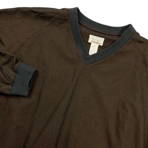 E P Pro XL Chocolate Brown V Neck‎ Long Sleeve Lined Sweatshirt Pockets